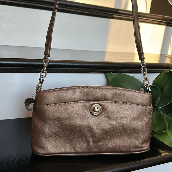 New Marlo genuine leather shoulder handbag purse neutral - Picture 1 of 13